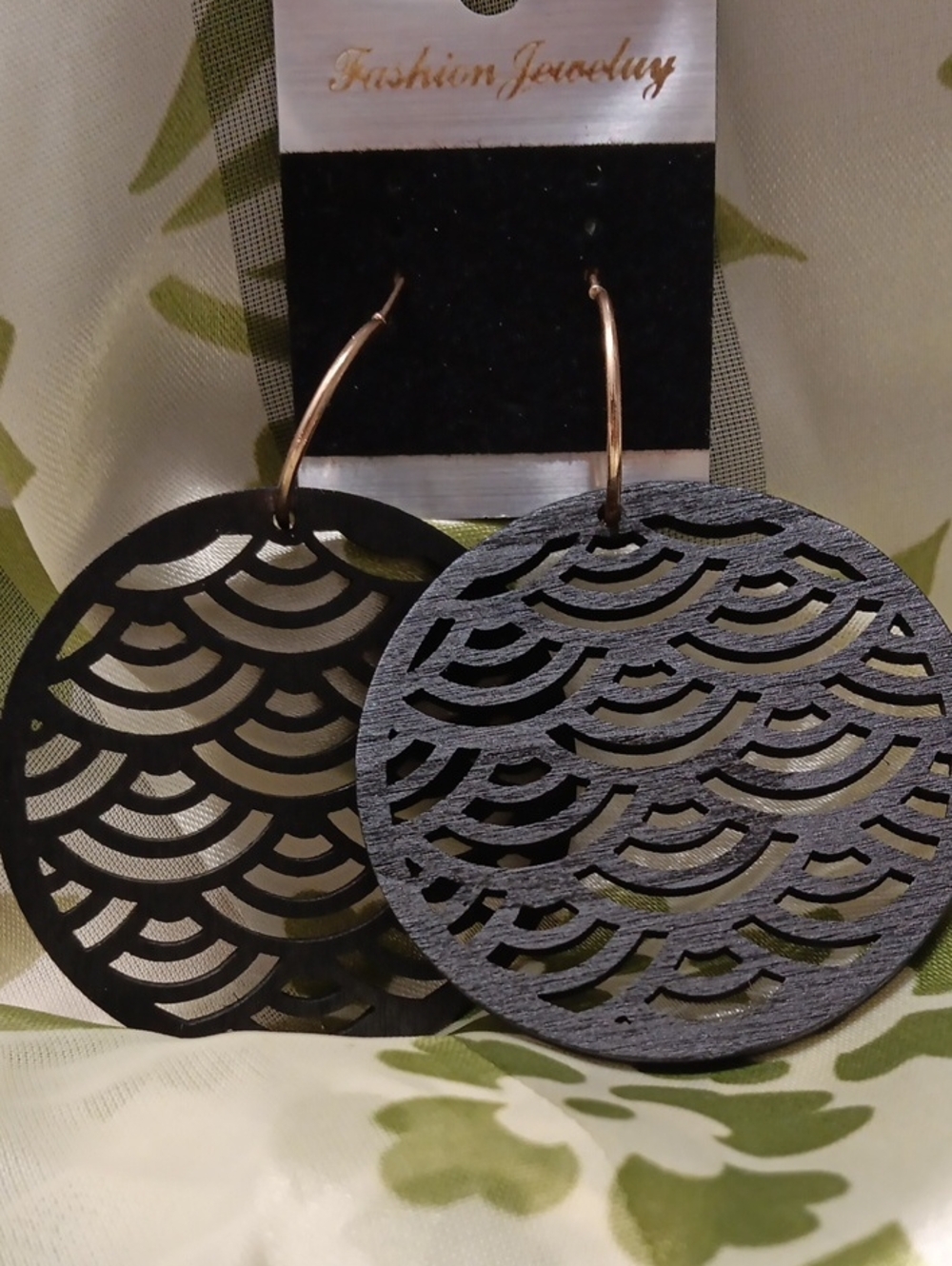 Boho Black Cutout Round Dangle Earrings